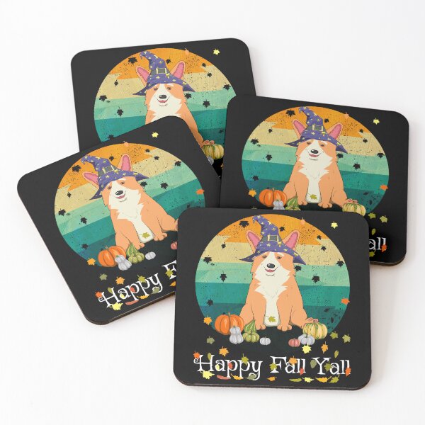 Item preview, Happy Fall Y'All Witch Corgi & Pumpkin Retro Thanksgiving designed and sold by r-silver.