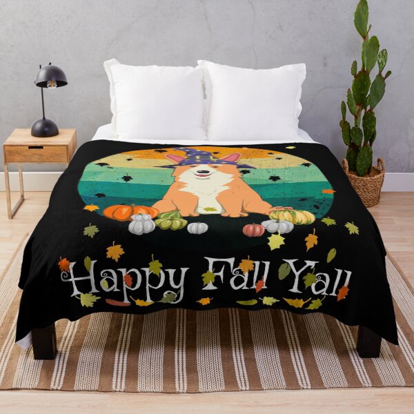 Item preview, Happy Fall Y'All Witch Corgi & Pumpkin Retro Thanksgiving designed and sold by r-silver.