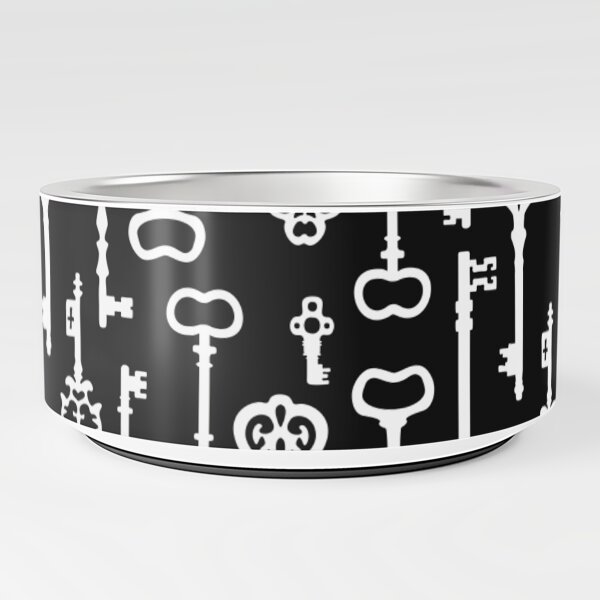 Victorian black & white Keys Pet Bowl