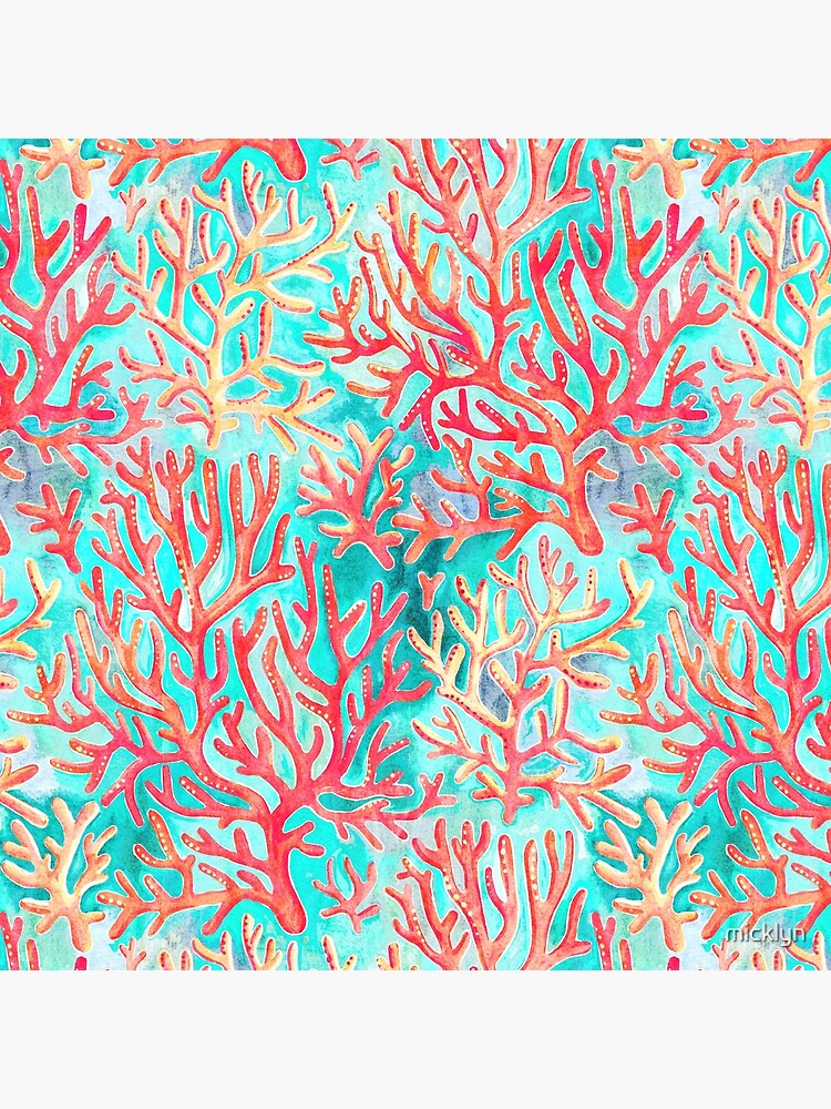 Thumbnail 4 von 4, Kissen, Strukturierte rote Koralle auf Pastellcyan designt und verkauft von micklyn.