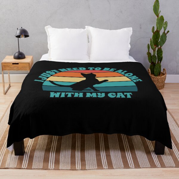 Item preview, I Just Need To Be Alone With My Cat Retro Sunset designed and sold by PeachesMommy.