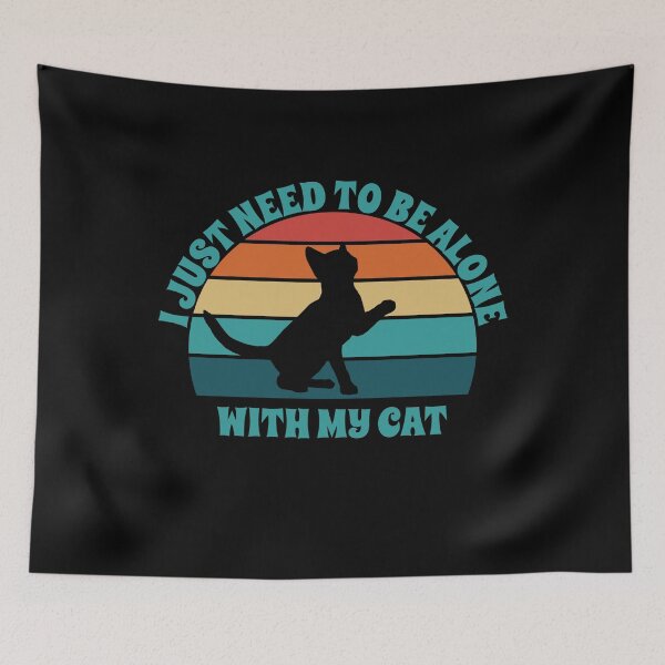 Item preview, I Just Need To Be Alone With My Cat Retro Sunset designed and sold by PeachesMommy.