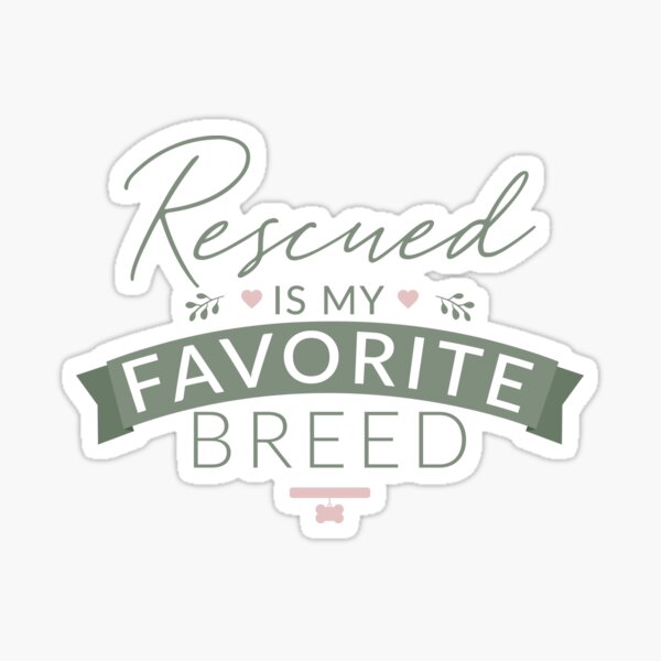 Rescued Is My Favorite Breed Green and Pink Sticker