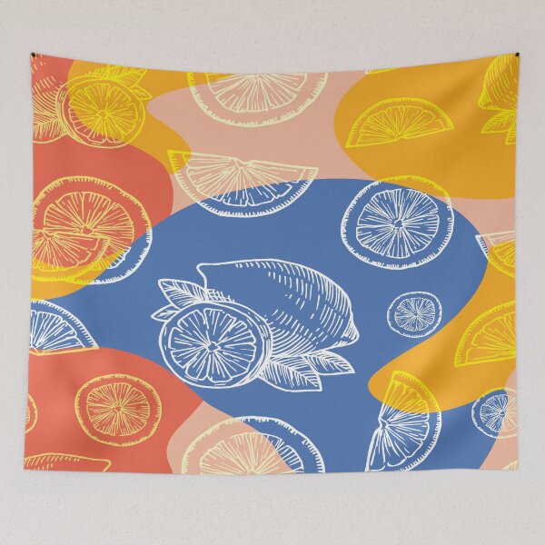 Item preview, abstract colourful scandi lemon print designed and sold by LLCRG.