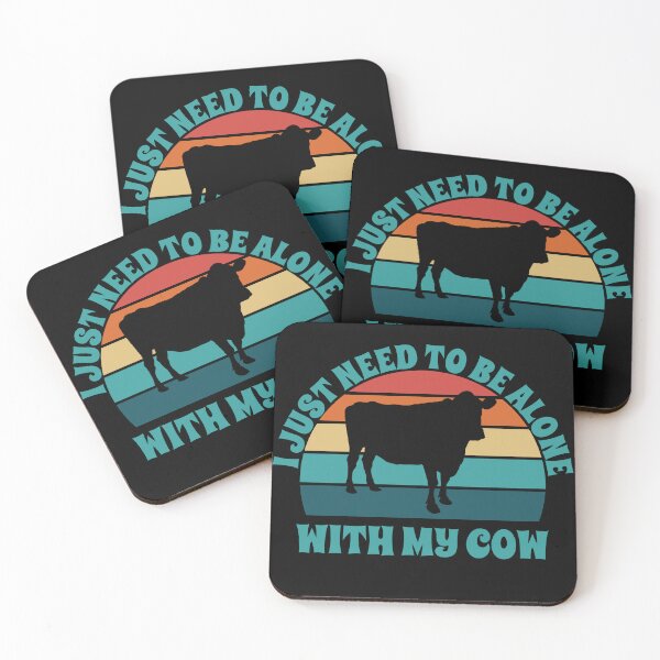 Item preview, I Just Need To Be Alone With My Cow Retro Sunset designed and sold by PeachesMommy.