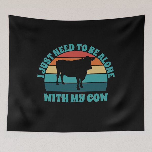 Item preview, I Just Need To Be Alone With My Cow Retro Sunset designed and sold by PeachesMommy.