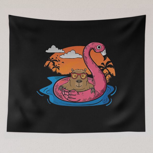 Item preview, Capybara Swimming Pool Gifts Men Flamingo Capybara designed and sold by DSWShirts.