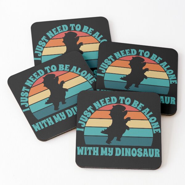 Item preview, I Just Need To Be Alone With My Dinosaur Retro Sunset designed and sold by PeachesMommy.