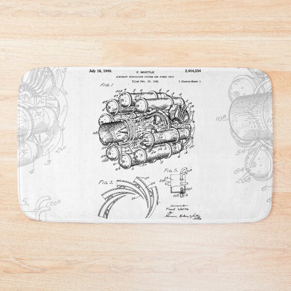 Item preview, Airplane Jet Engine Patent - Airline Engine Art - Black And White designed and sold by patentpress.