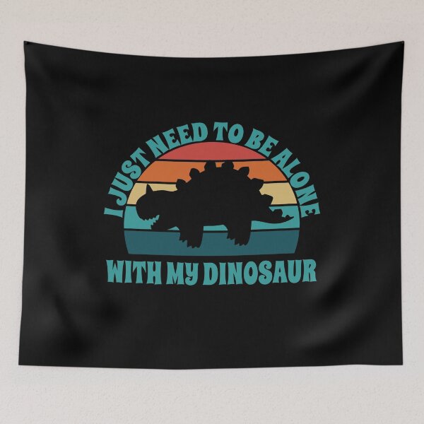 Item preview, I Just Need To Be Alone With My Dinosaur Retro Sunset designed and sold by PeachesMommy.