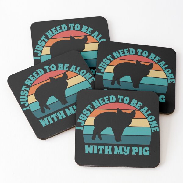 Artikelvorschau, Ich muss nur mit meinem Schweine-Retro-Sonnenuntergang allein sein entworfen und verkauft von PeachesMommy.
