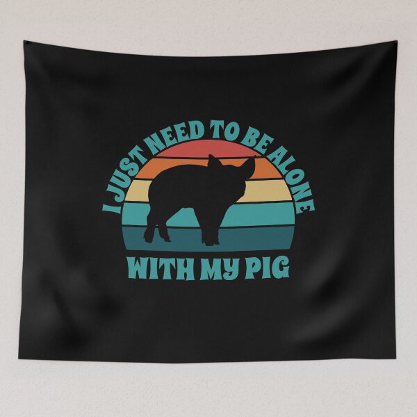 Artikelvorschau, Ich muss nur mit meinem Schweine-Retro-Sonnenuntergang allein sein entworfen und verkauft von PeachesMommy.