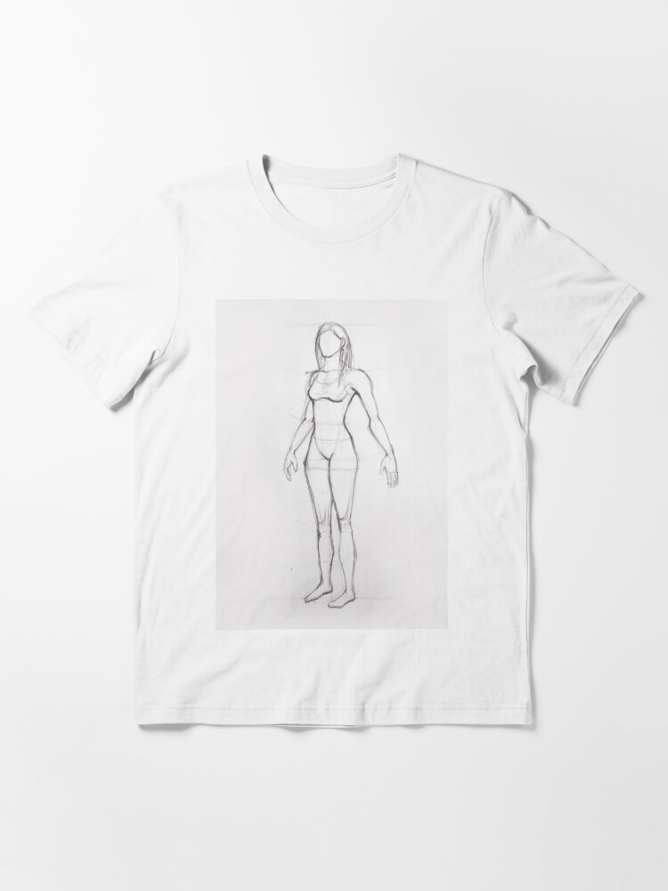 Drawing illustration of anatomy girl seen from side Essential T-Shirt for  Sale by oanaunciuleanu