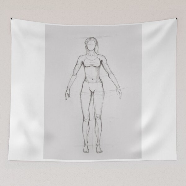 Item preview, Drawing illustration of anatomy girl seen from front designed and sold by oanaunciuleanu.