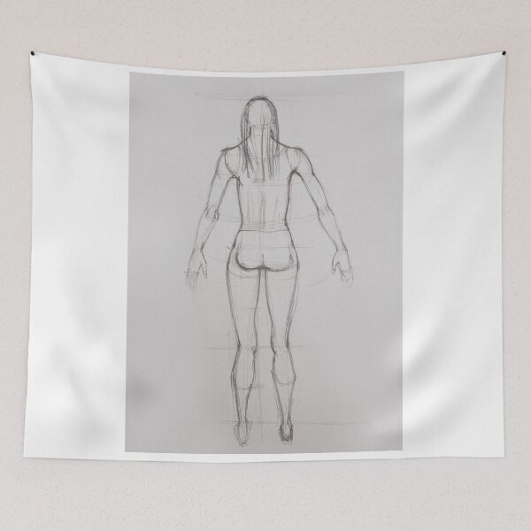 Item preview, Drawing illustration of anatomy girl seen from back designed and sold by oanaunciuleanu.