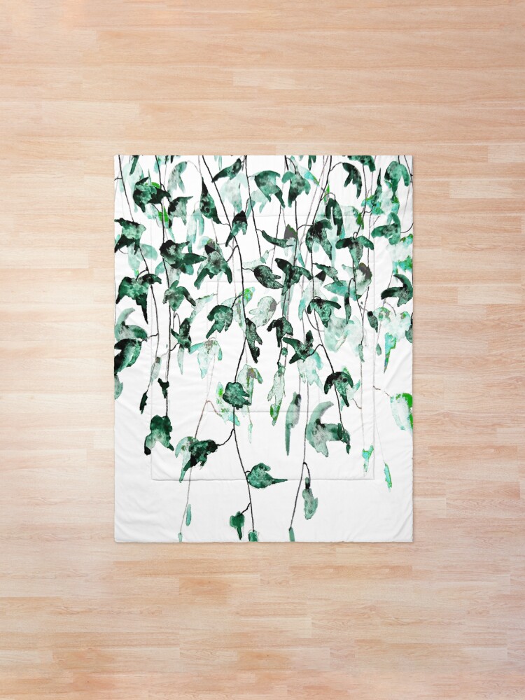 Alternate view of Ivy on the wall watercolor Comforter