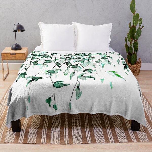 Ivy on the wall watercolor Throw Blanket