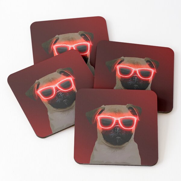 Item preview, Red Neon Glasses Pug designed and sold by L'art Designs.