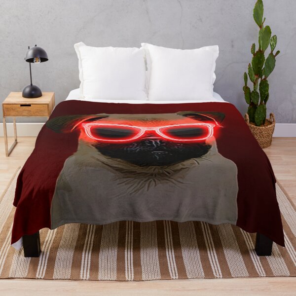 Item preview, Red Neon Glasses Pug designed and sold by L'art Designs.