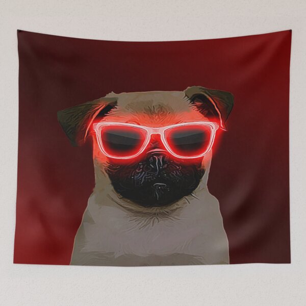 Item preview, Red Neon Glasses Pug designed and sold by L'art Designs.