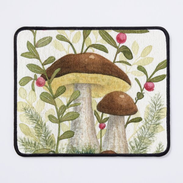 Item preview, Wild Mushrooms and Red Berries Watercolor Painting designed and sold by AlicjaCurioseur.
