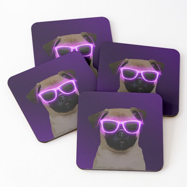 Item preview, Purple Neon Glasses Pug designed and sold by L'art Designs.