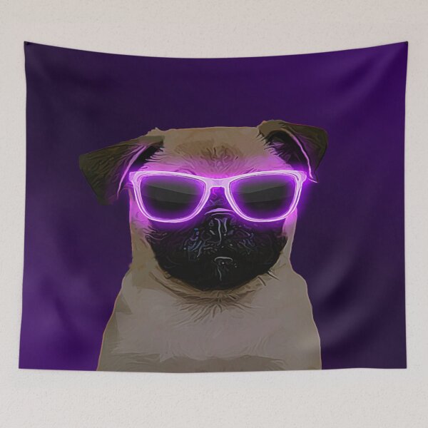 Item preview, Purple Neon Glasses Pug designed and sold by L'art Designs.