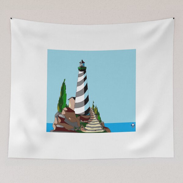 Item preview, A Black and White Striped Lighthouse in the Sun designed and sold by judy snyder.