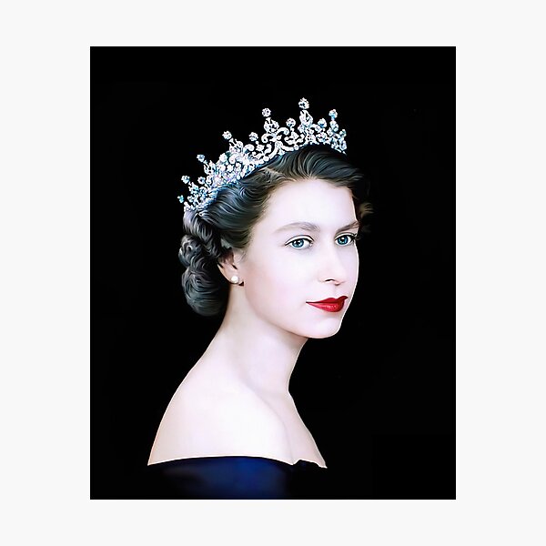 Queen Elizabeth 1952 Young Queen of England Elizabeth II Colored Photographic Print