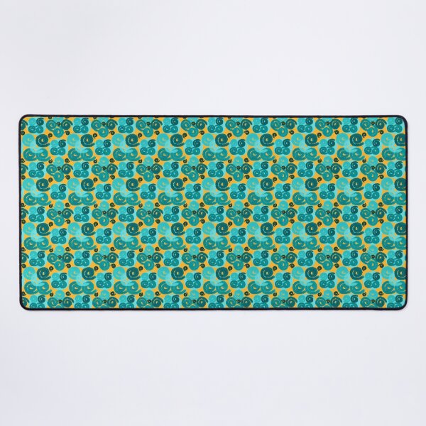 Artikelvorschau, Aqua und Teal auf Butterscotch-Spiralen entworfen und verkauft von bmfabricdesigns.