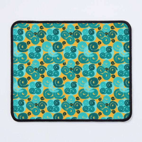 Artikelvorschau, Aqua und Teal auf Butterscotch-Spiralen entworfen und verkauft von bmfabricdesigns.