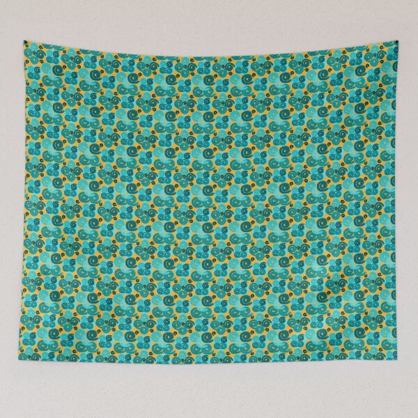 Aperçu de l'œuvre Aqua et Teal sur des spirales de caramel au beurre créée et vendue par bmfabricdesigns.