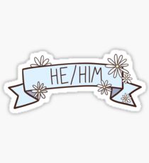He/Him Pronoun Banner - blue Sticker