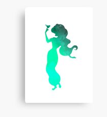 Princess with bird Inspired Silhouette Metal Print