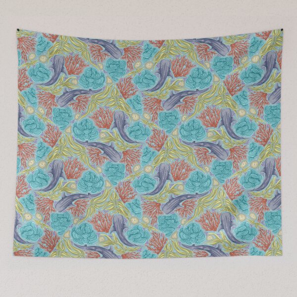 Item preview, Colorful Whimsical Whale Sharks  designed and sold by smoothfoxill.