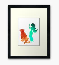 Princess and tiger Inspired Silhouette Framed Print