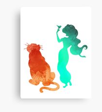 Princess and tiger Inspired Silhouette Metal Print