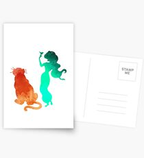 Princess and tiger Inspired Silhouette Postcards