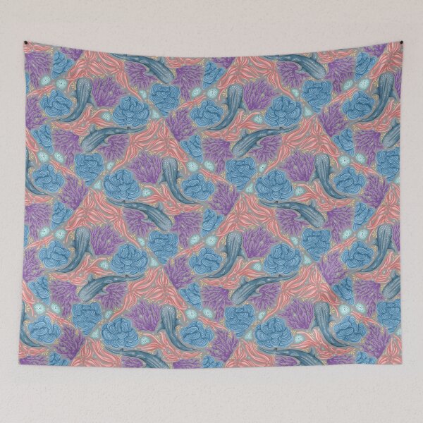 Item preview, Pink & Grey Whimsical Whale Sharks  designed and sold by smoothfoxill.