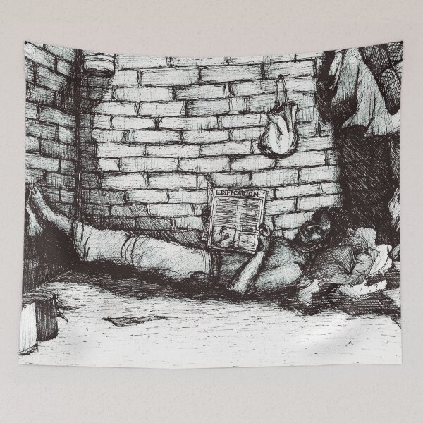 Item preview, Illustration man reading / social criticism designed and sold by LauraJacome.