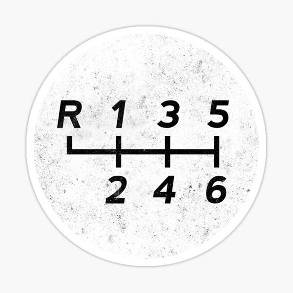 "White Manual Transmission Shift Pattern 1 Grungy" Sticker for Sale