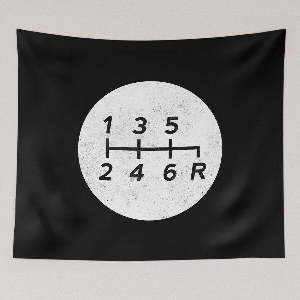 Item preview, White Manual Transmission Shift Pattern 2 - Grungy designed and sold by ApexFibers.