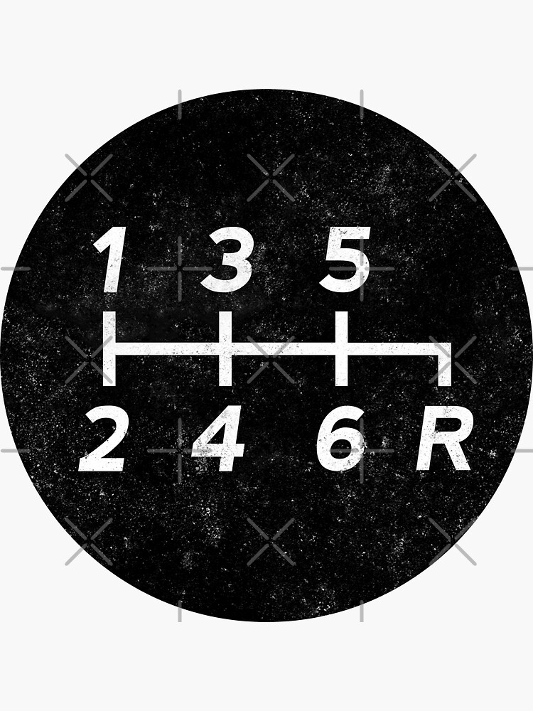 "Black Manual Transmission Shift Pattern 2 Grungy" Sticker for Sale