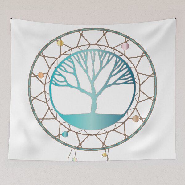 Item preview, Tree of life dreamcatcher teal designed and sold by Accabella .