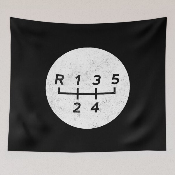 Item preview, White 5 Speed Manual Transmission Shift Pattern - Grungy designed and sold by ApexFibers.
