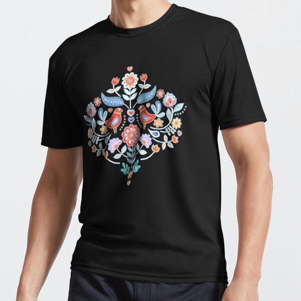 Happy Folk Summer Floral on Navy Active T-Shirt