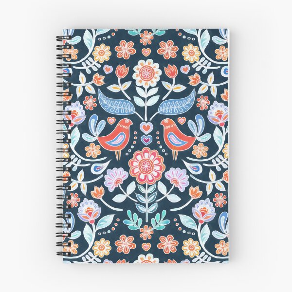 Item preview, Happy Folk Summer Floral en azul marino designed and sold by micklyn.