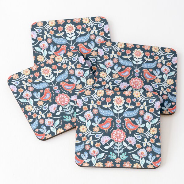 Item preview, Happy Folk Summer Floral on Navy designed and sold by micklyn.