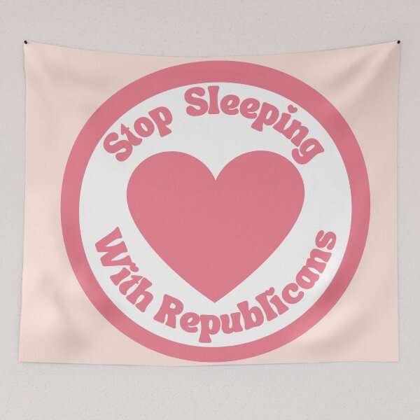 Item preview, Stop Sleeping With Republican Pink Heart Circle Badge designed and sold by Pink Ribbon.