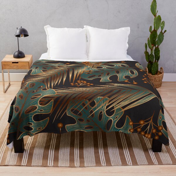 Item preview, Luxury pattern with golden monstera,fern, palm leaf and berries. designed and sold by hmorena.